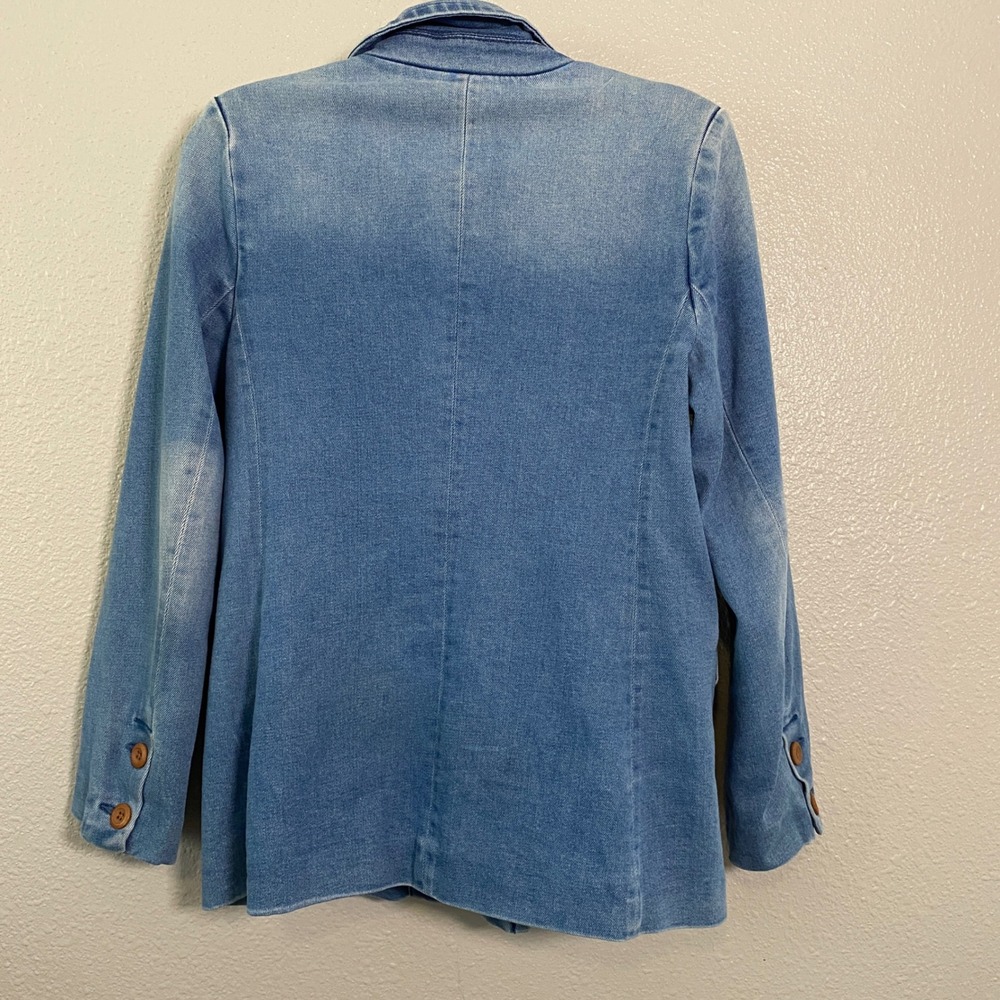 A Loves A Blue Denim Double Breasted Blazer Jacket Small Notch Collar Preppy - Picture 2 of 5